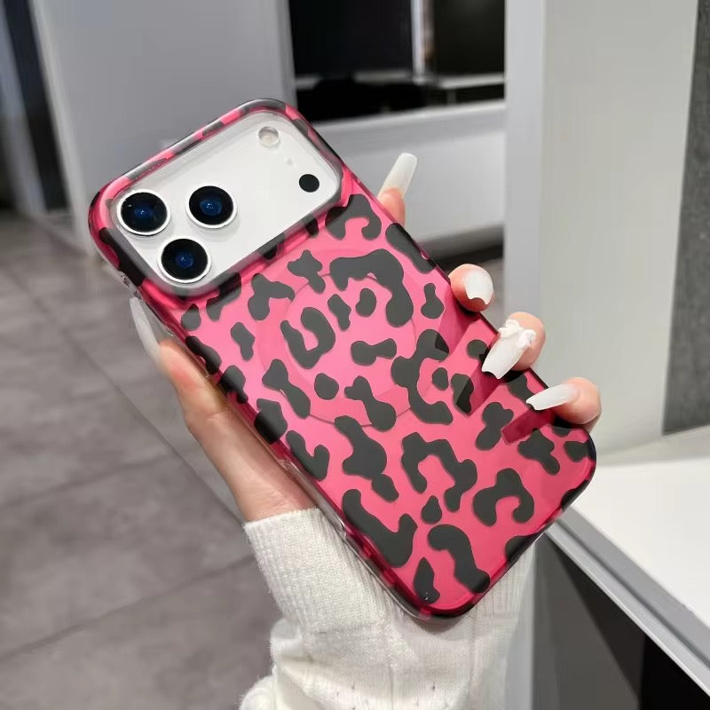 Dark Hot Pink Leopard Print Magsafe Magnetic Pre-Order iPhone Case