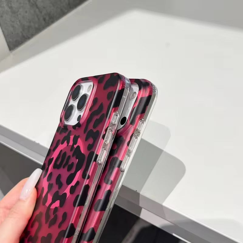 Dark Hot Pink Leopard Print Magsafe Magnetic Pre-Order iPhone Case