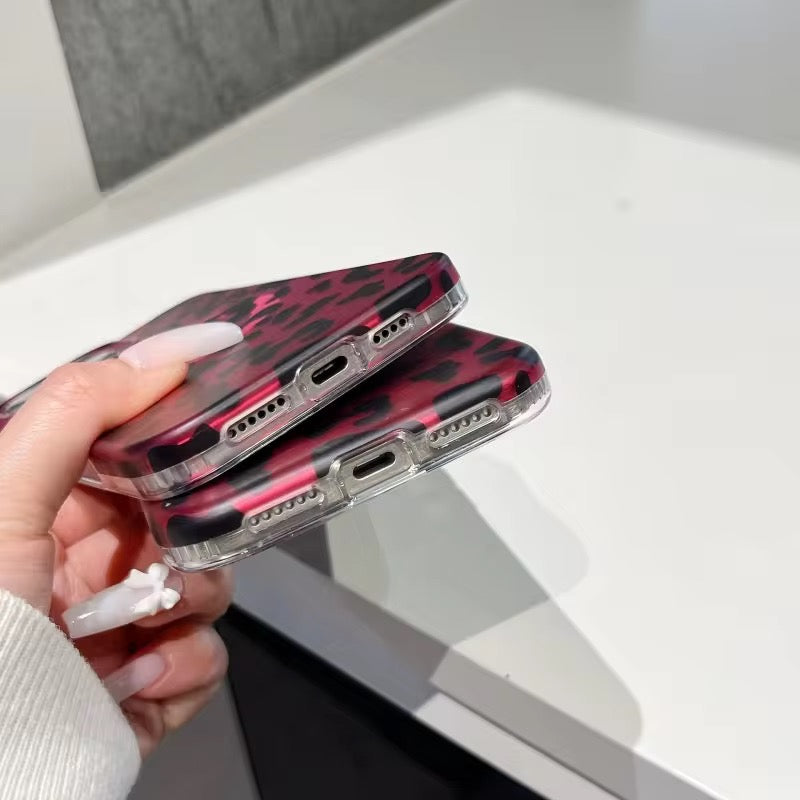 Dark Hot Pink Leopard Print Magsafe Magnetic Pre-Order iPhone Case