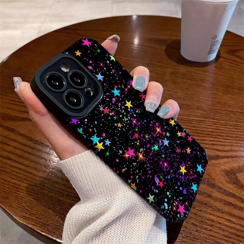 Colorful Stars Textured iPhone Soft Silicone Case