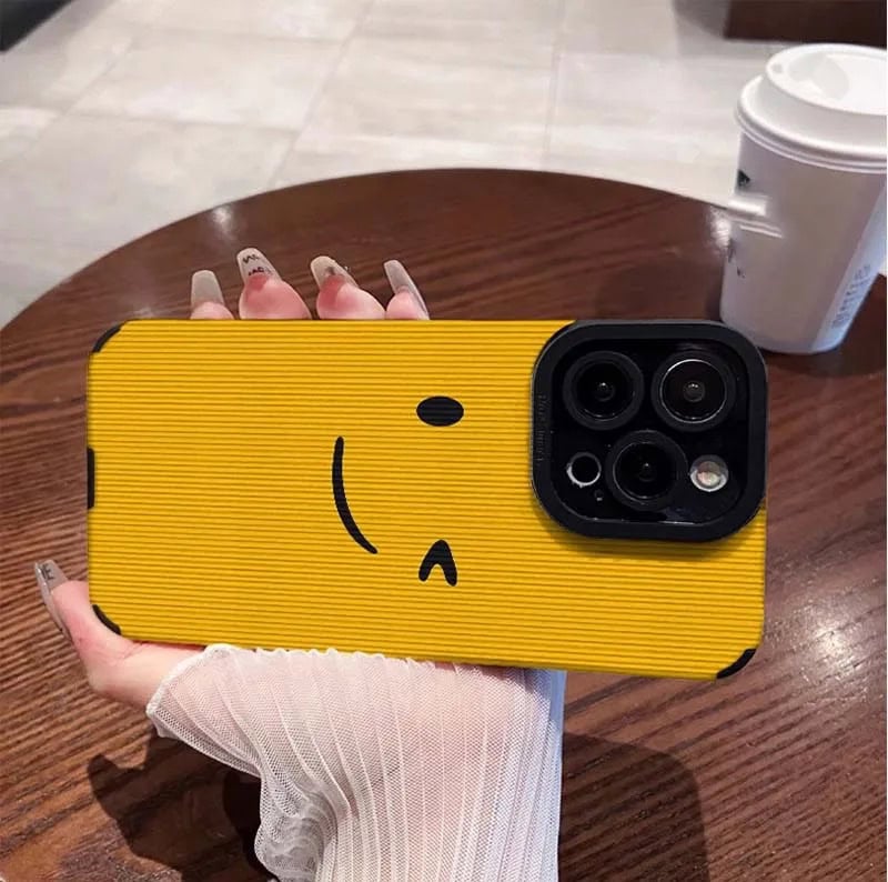 Smiley Wink Yellow Textured iPhone Soft Silicone Case