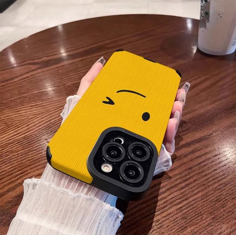 Smiley Wink Yellow Textured iPhone Soft Silicone Case