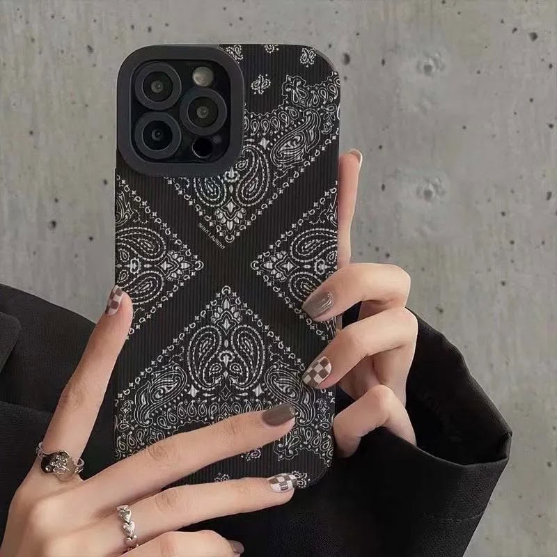 Black White Mandala Design Textured iPhone Soft Silicone Case