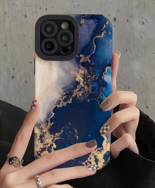 Blue Abstract Textured iPhone Soft Silicone Case