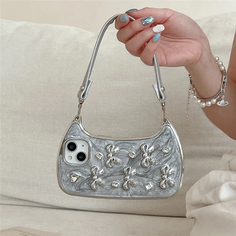 Stylish Love 3D Bow Handbag Hand Strap iPhone Case