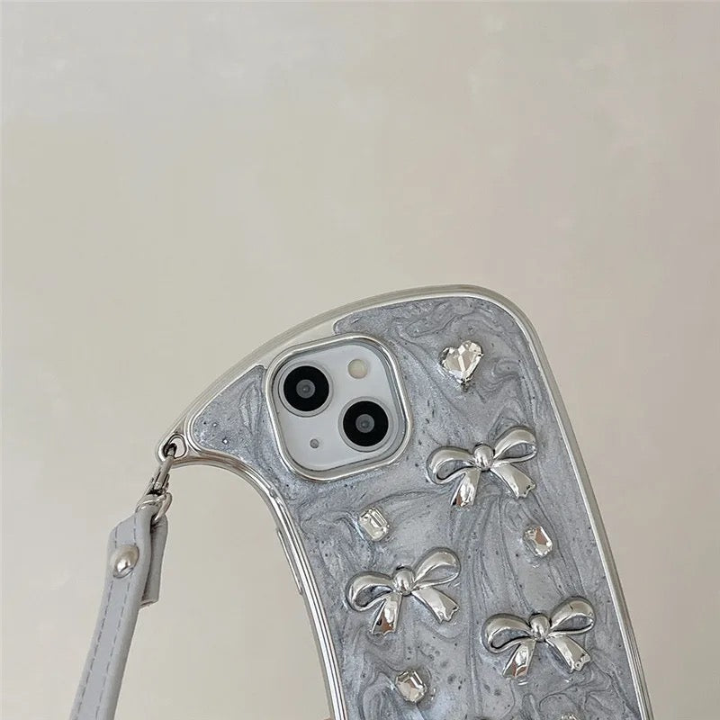 Stylish Love 3D Bow Handbag Hand Strap iPhone Case