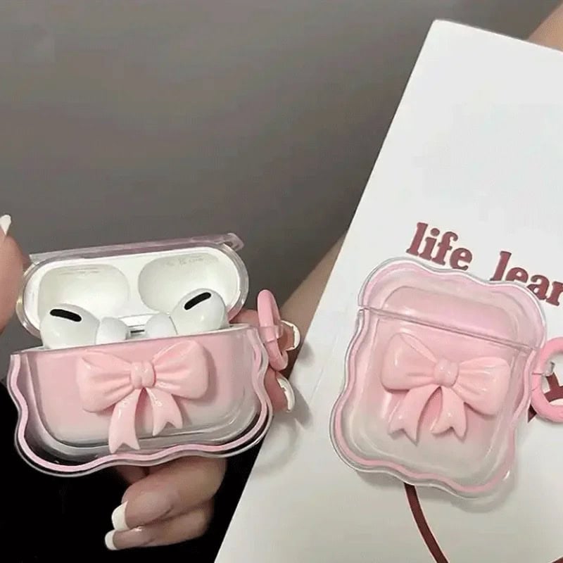 Wavy Edge Cute Bow Candy Colors Airpod Case - Main Image