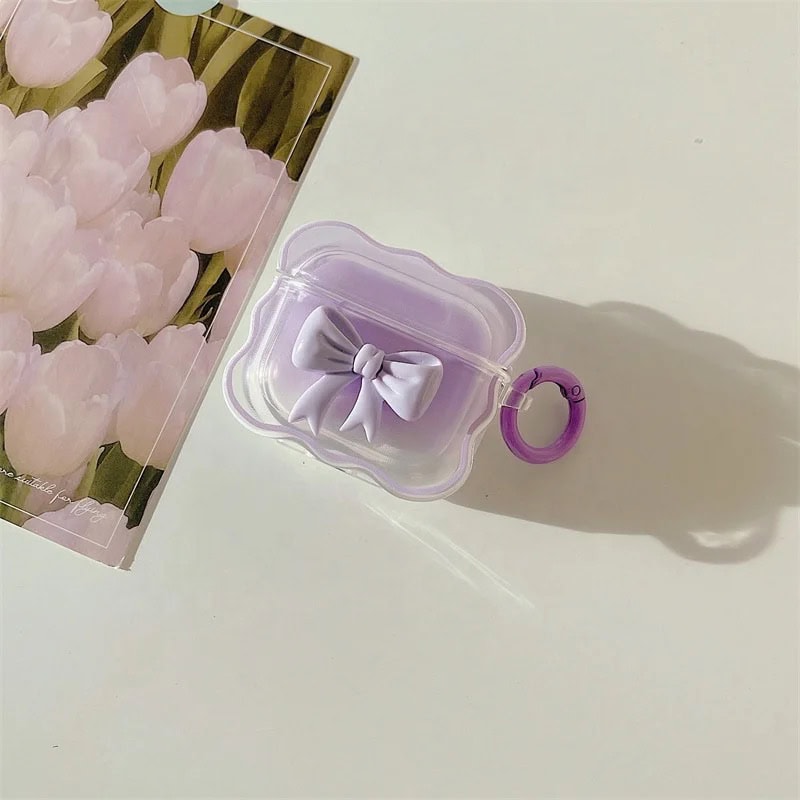 Wavy Edge Cute Bow Candy Colors Airpod Case