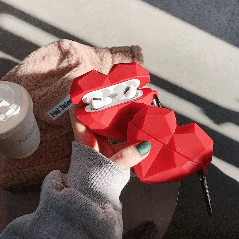 Red Heart Rubber Silicone Airpod Case