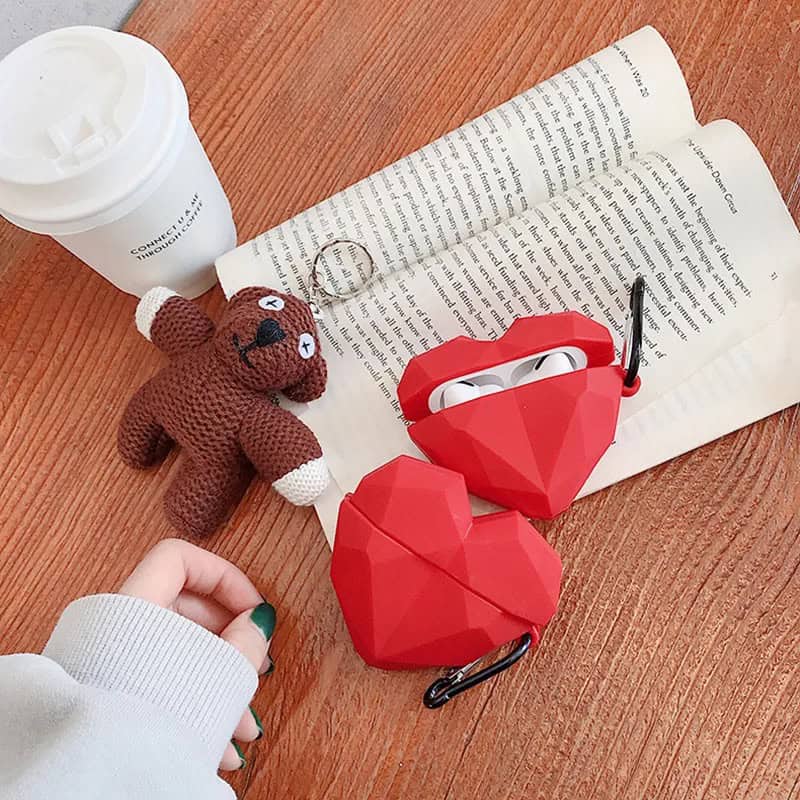 Red Heart Rubber Silicone Airpod Case