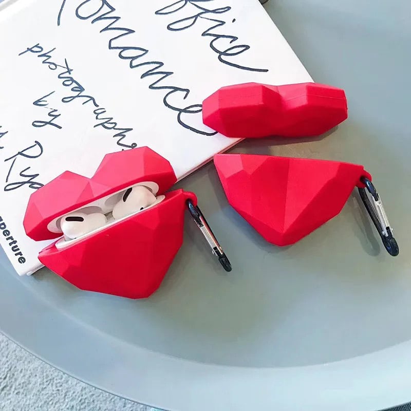 Red Heart Rubber Silicone Airpod Case