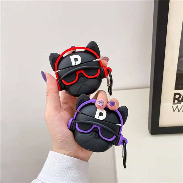 Bulldog Red Headphone Rubber Silicone Airpod Case