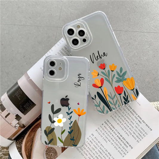 Floral Name Bunch Clear Transparent Custom Slim Soft Cases