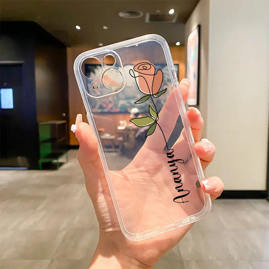 Floral Name Rose Clear Transparent Custom Slim Soft Cases