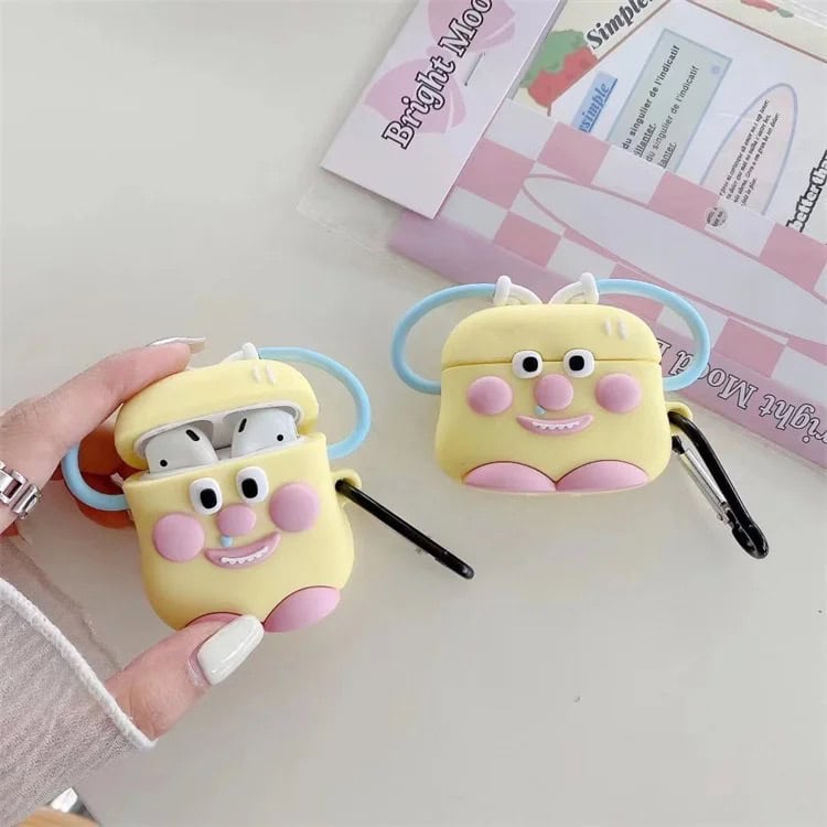 Cute Love Fashion Yellow Blue Hands Above Holder Rubber Silicone Airpod Case