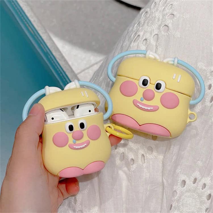 Cute Love Fashion Yellow Blue Hands Above Holder Rubber Silicone Airpod Case