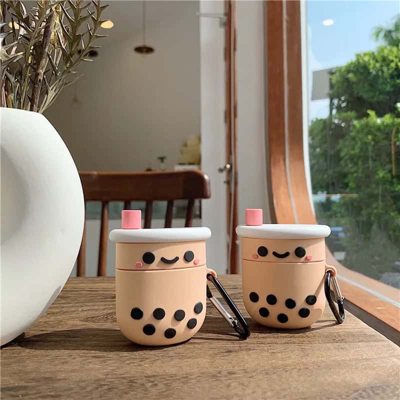 Cute Boba Bubble Tea Rubber Silicone Airpod Case