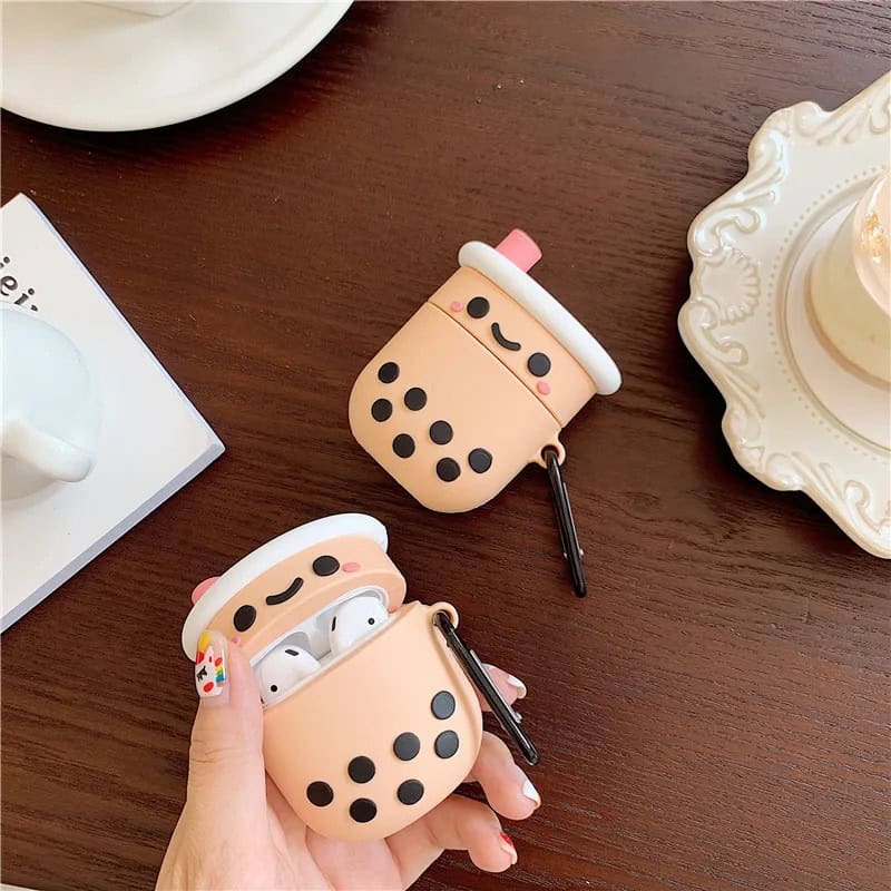 Cute Boba Bubble Tea Rubber Silicone Airpod Case