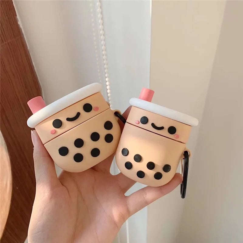 Cute Boba Bubble Tea Rubber Silicone Airpod Case