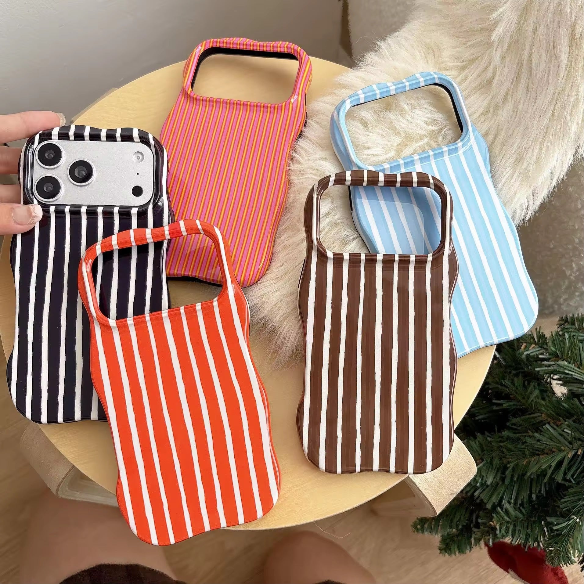 Wavy Bumper Cute Vertical Lines Protection Pre-Order iPhone Silicone Case