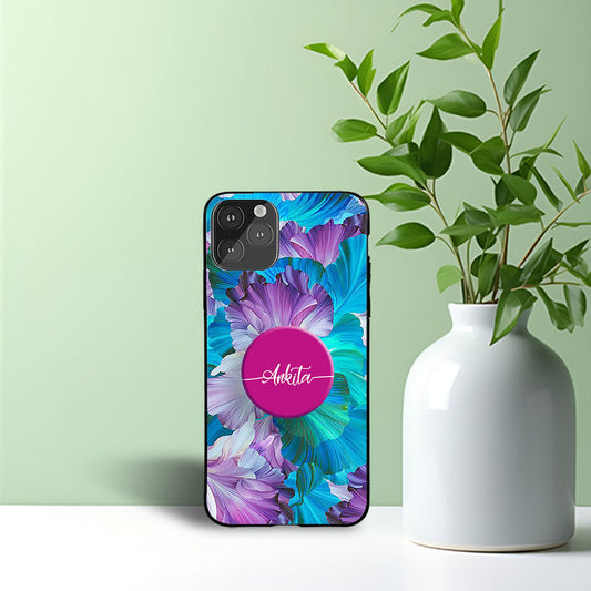 Lavendar Floral Phone Holder Glossy Metal Bumper Case