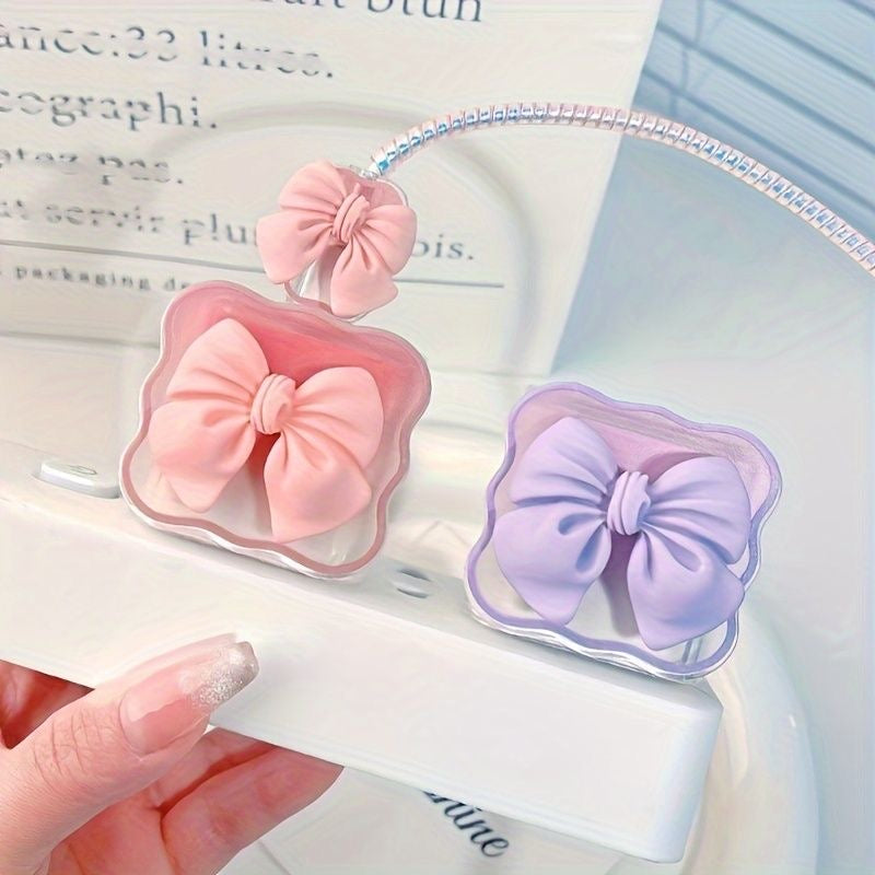 Wavy Edge Cute Bow Candy Colors Trendy iPhone Adapter Charger Cable Wire Protector Set