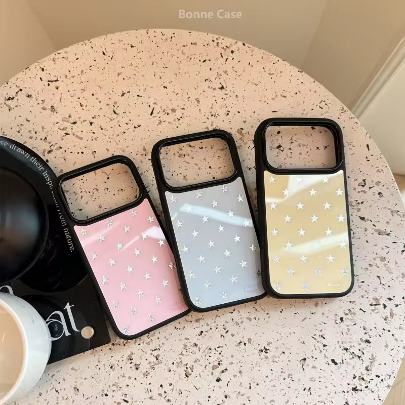 Korean Silver Stars Candy Black Bumper Pre-Order iPhone Silicone Case