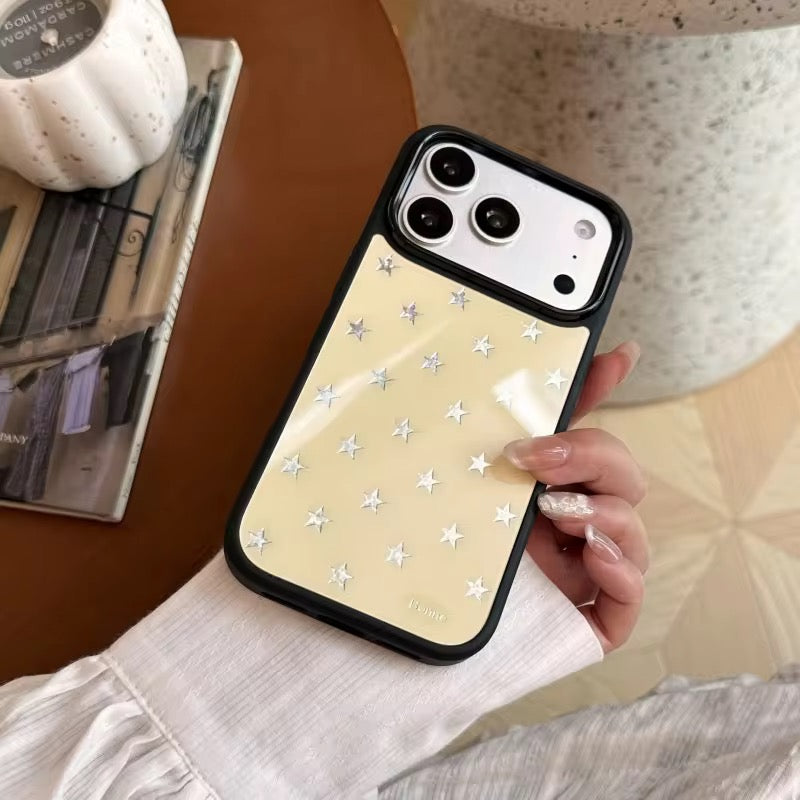 Korean Silver Stars Candy Black Bumper Pre-Order iPhone Silicone Case