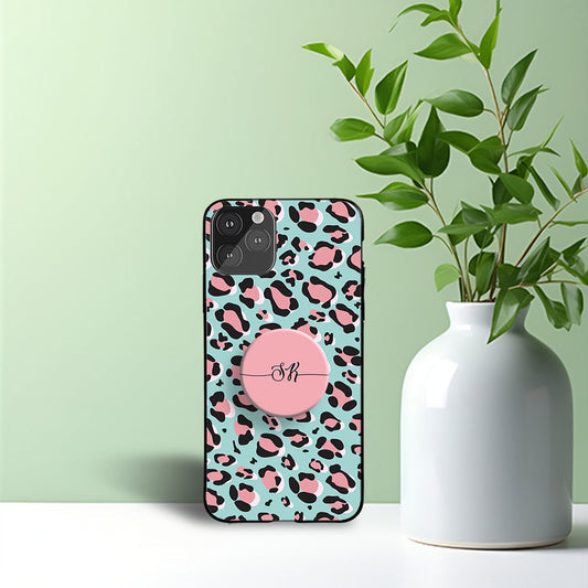 Leopard Phone Holder Glossy Metal Bumper Case