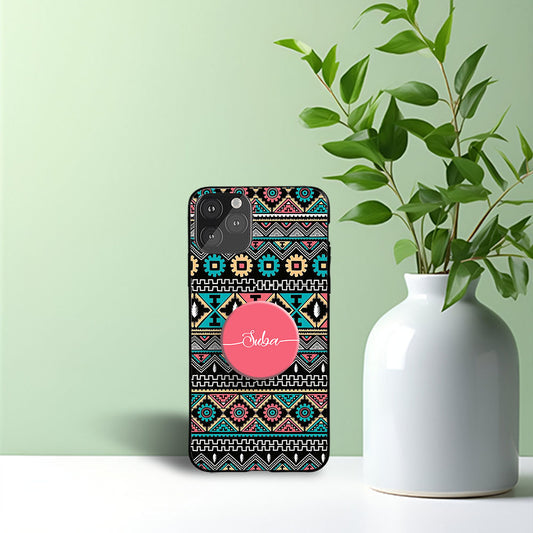 Blue & Pink Trivial Phone Holder Glossy Metal Bumper Case