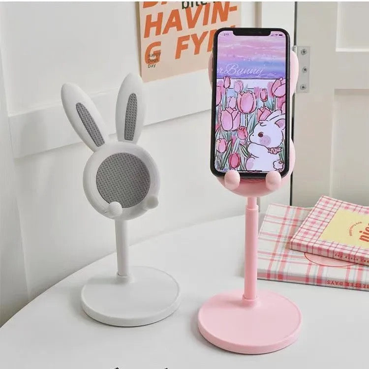 Cute Rabbit Bunny Desktop Phone Holder Silicone Rubber Retractable Stand