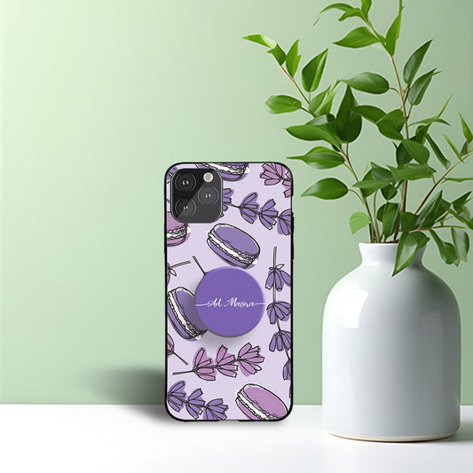 Lavendar Floral Phone Holder Glossy Metal Bumper Case