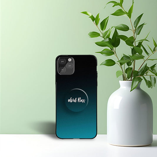 Dark Green Gradient Phone Holder Glossy Metal Bumper Case