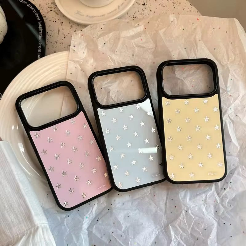 Korean Silver Stars Candy Black Bumper Pre-Order iPhone Silicone Case