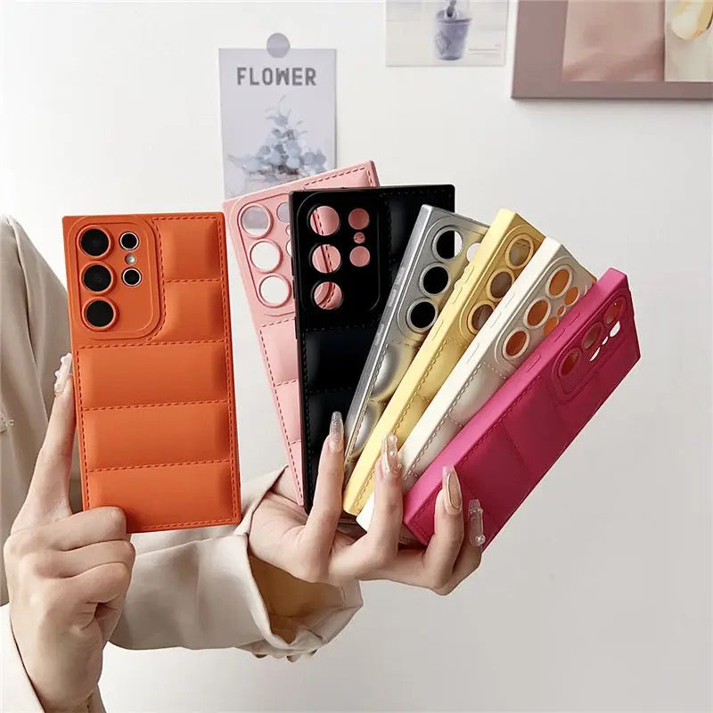 Square Puffer "Samsung S24, S23, S22, S21 Series" Phone Colorful Rubber Silicone Case