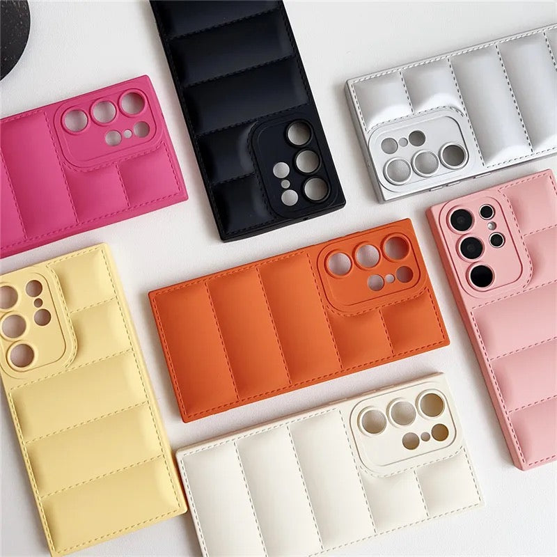 Square Puffer "Samsung S24, S23, S22, S21 Series" Phone Colorful Rubber Silicone Case