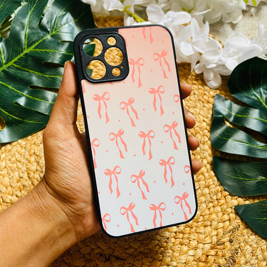 Graident Pink Bow Custom Glossy Metal Bumper Case