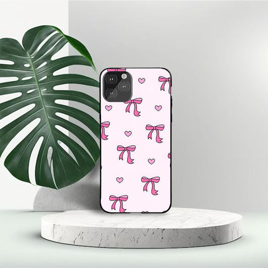 Pink Heart Bows Custom Glossy Metal Bumper Case