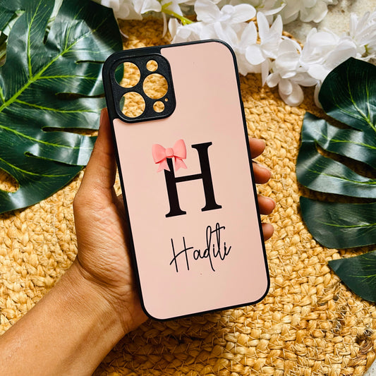 Letter Name Bow Custom Glossy Metal Bumper Case