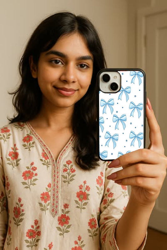 Bow & Polka Dots Custom Glossy Metal Bumper Case