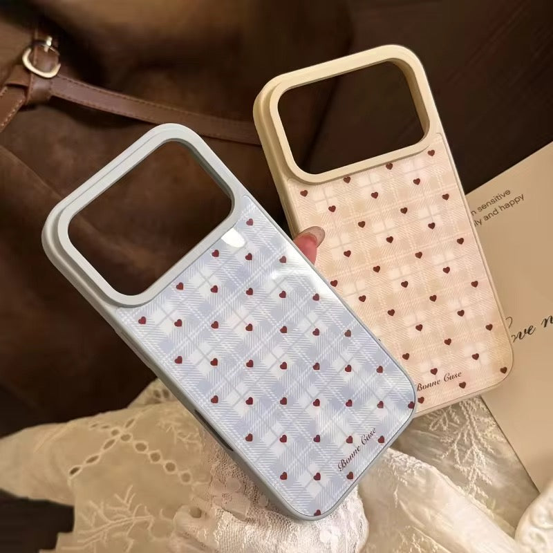 Korean Style Plaid Heart Pattern Cute Pre-Order iPhone Case