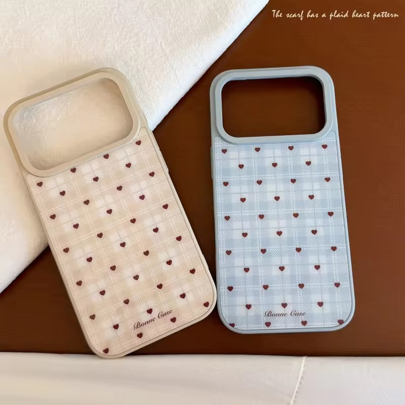 Korean Style Plaid Heart Pattern Cute Pre-Order iPhone Case
