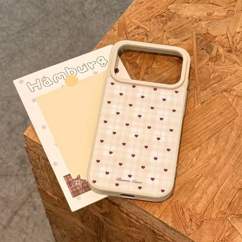 Korean Style Plaid Heart Pattern Cute Pre-Order iPhone Case