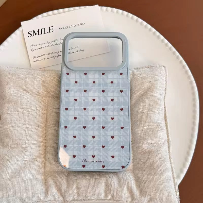 Korean Style Plaid Heart Pattern Cute Pre-Order iPhone Case