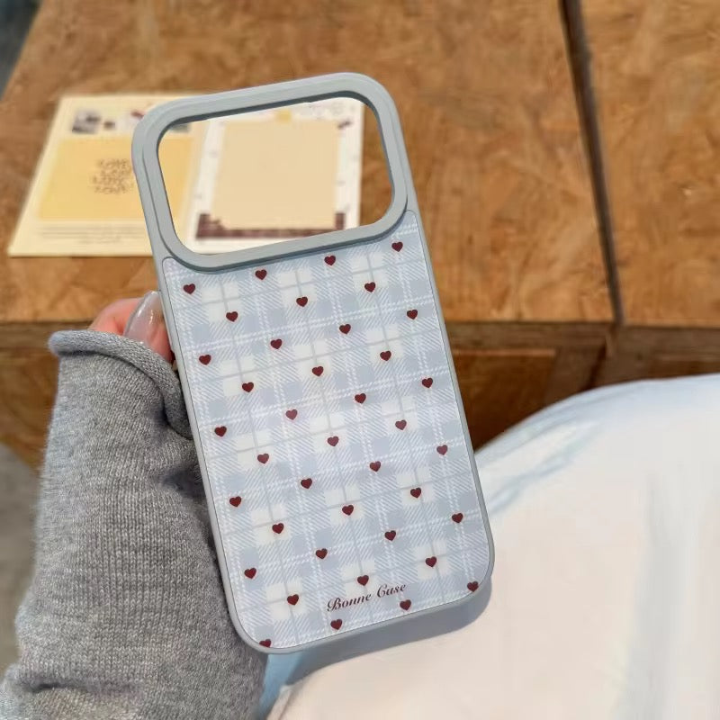 Korean Style Plaid Heart Pattern Cute Pre-Order iPhone Case