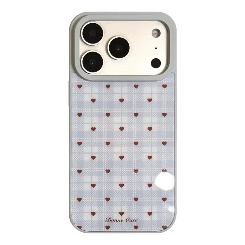 Korean Style Plaid Heart Pattern Cute Pre-Order iPhone Case