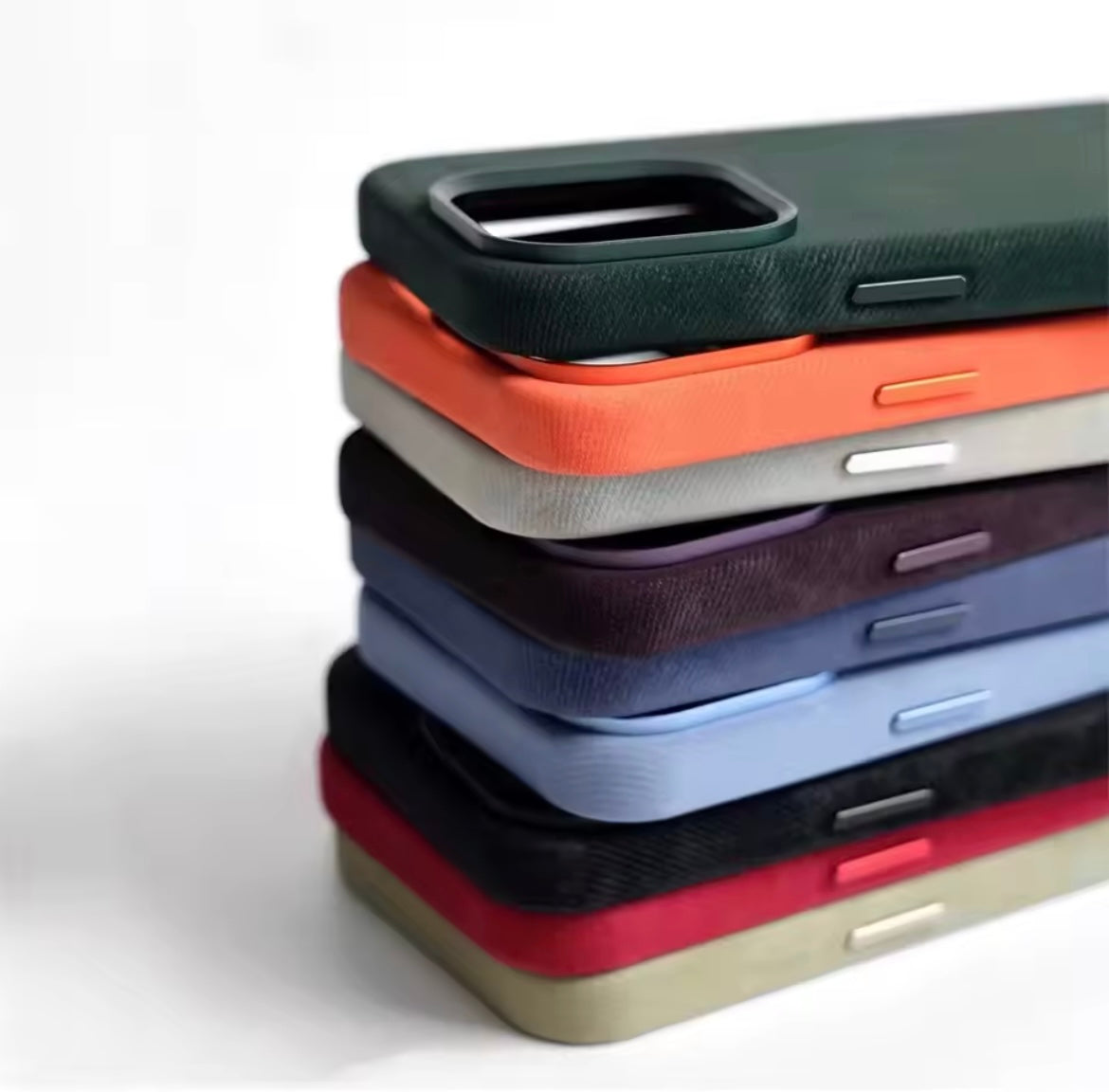 Luxury Fabric Leather Metal Buttons iPhone Magsafe Case