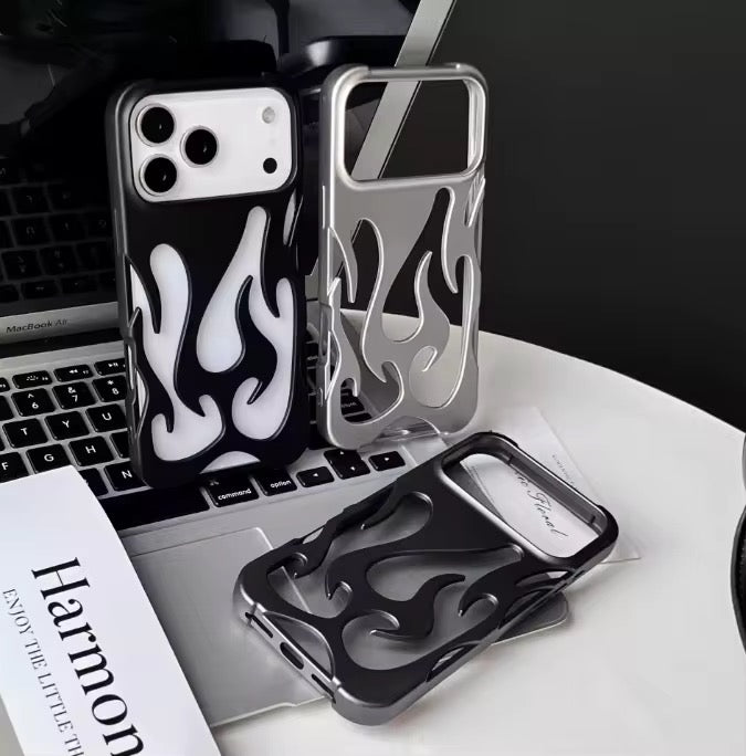 3D Luxury Flame Matte Pre-Order iPhone Skeleton Designer Bumper Case