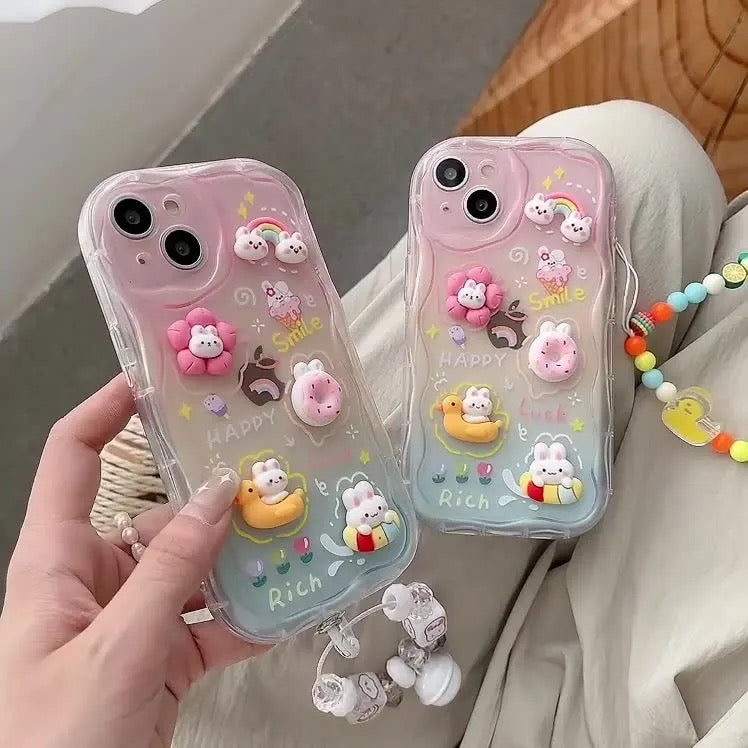Lanyard Iphone 12 Pro Cute Cases Cute 3D Characters Rainbow Matte