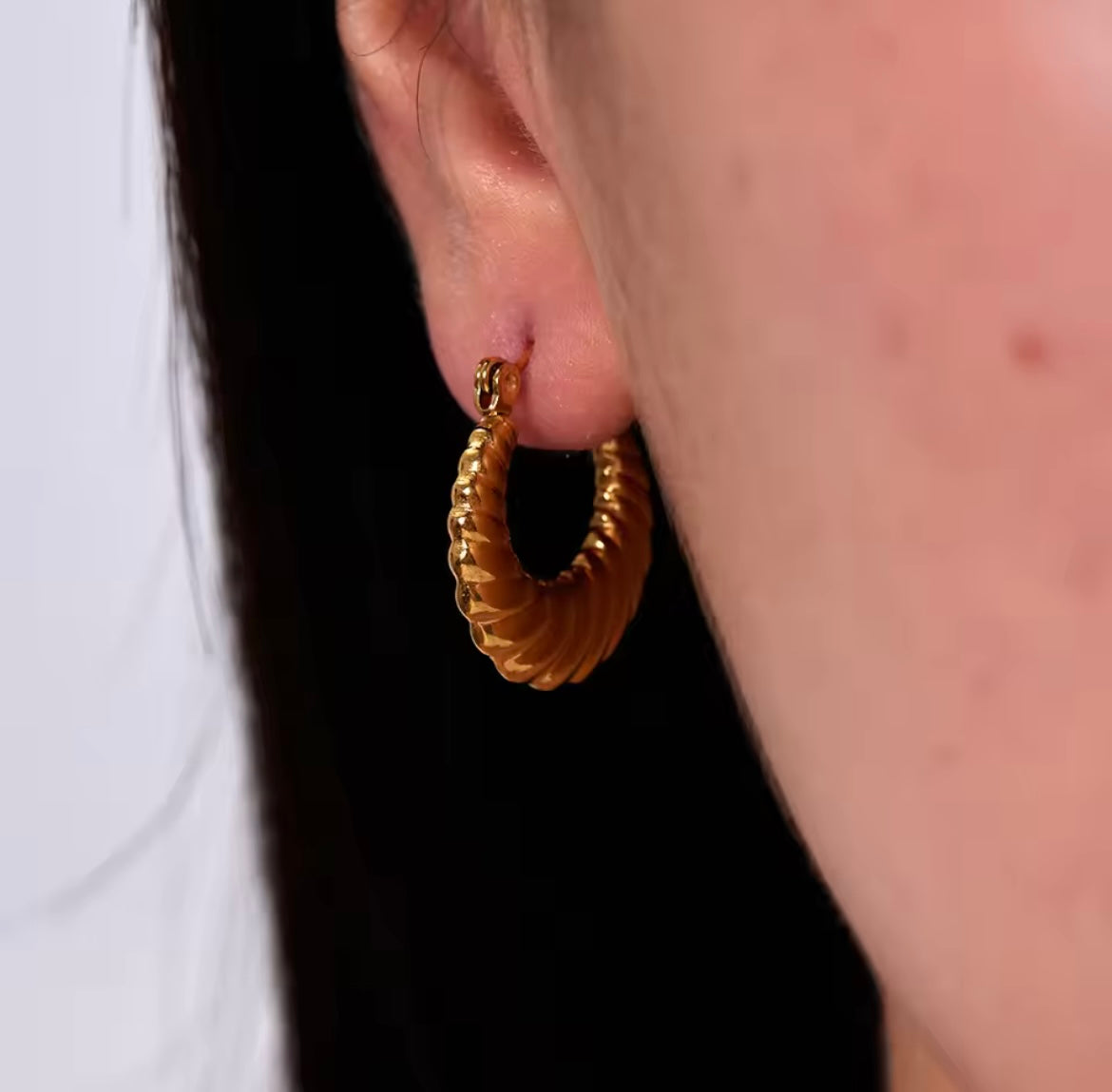 Hollow Crescent Hoop Earring